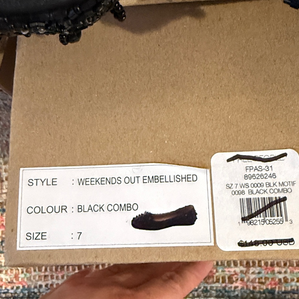 Free People black weekends out embellished ballet Flatts - Picture 5 of 5